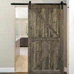 ZUN 42 in. x 84 in. Sliding Barn Door with 7FT Barn Door Hardware Kit & Handle ,K Frame,Solid Spruce 71578118