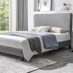 ZUN Queen Size Upholstered Platform Bed Frame ,Wood Slat Support, Easy Assembly,Grey W311110547