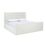 ZUN Brooks Contemporary Tufted Shelter Platform Bed, King, Antique White Polyester B2719P238239