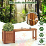 ZUN Outdoor bench with planter box, teak 57707111