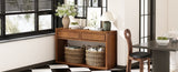 TREXM 55" Console Table, Rustic Wooden Entryway Table with Storage Drawers and Open Shelf, Elegant N715P235096H