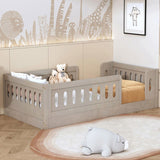 Wood Twin Size Platform Bed with Guardrail, Natural N709P180836N