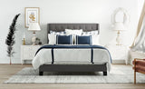 ZUN Upholstered Platform Bed with Classic Headboard, Box Spring Needed, Gray Linen Fabric, Queen Size WF280786AAE