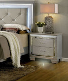 Contemporary 1pc Nightstand Silver Bedside Table LED Light English Dovetail Drawer Bedroom Furniture B011P232477