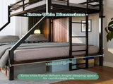 Heavy Duty Twin Over Queen Bunk Bed, Sturdy Metal Bunk Bed Frame with Flat Ladder & Full-Length W5635P531646
