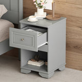 Elegant Design Nightstand with Drawer and Open Shelf for Bedroom, Retro Style Bedside Table with N733P199704E