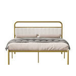 ZUN Metal Steel Platform Bed Frame with Upholstered Headboard cushion - Gold W2992P233415