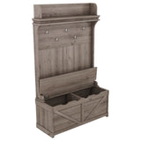 ZUN Hall Tree with Storage Bench, Entryway Bench with Drawer and 5 Hooks, Coat Rack with Display Shelf W1307P175736