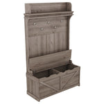 ZUN Hall Tree with Storage Bench, Entryway Bench with Drawer and 5 Hooks, Coat Rack with Display Shelf 14340946