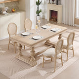 French Country Dining Chairs Set of 2, Upholstered Chairs with Nature Rattan Round Back, Wire W3426P322684