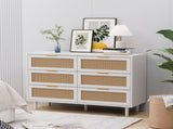 43.31"6-Drawers Rattan Storage Cabinet Rattan Drawer,for Bedroom,Living Room,White W757P234587
