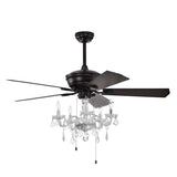 ZUN 52'' Crystal Shade Ceiling Fan Lamp ,3 Speed ,4 Timing , 5 Reversible Blades Crystal Ceiling Fan W1592P253975