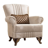 Traditional Style Chair Made With Chenille Upholstery in Beige Color B00968104
