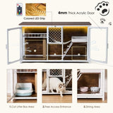 ZUN Wooden Cat House, cat villa, cat cages indoor, TV stand with cat house W1687138472