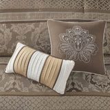 7 Piece Jacquard Comforter Set Brown/Gold Cal King B03597002