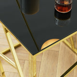 Modern Glass Console Table, 55" Gold Sofa Table with Sturdy Metal Frame and Black Tempered Glass W1567110796