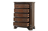 Traditional Style 5-Drawer Chest With metal drawer pulls Made with Wood in Walnut B009P225189