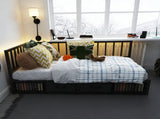 Corner Bed Frame Twin Daybed with Storage Drawers, Metal Platform Bed Frame with LED Light, Black W311P433476