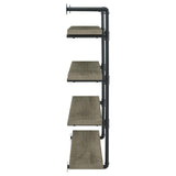 ZUN Black and Grey Driftwood 4-tier Wall Shelf B062P149095