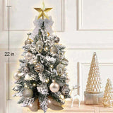 22in Mini Christmas Tree with Lights, Rose Gold Artificial Small Tabletop Christmas Tree with 52289321