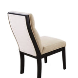 ZUN Set of 2 Padded Fabric Dining Chairs in Black and Beige B016P156454