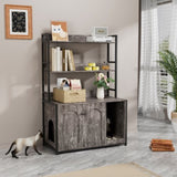 Large Cat Litter Box Enclosure Shelf Storage, Hidden Cat Washroom Furniture, Wooden Cat House W578P303859