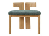 Indoor Boucle Dining Chair Set of 2, Rubber Wood Frame, Plush Green Boucle Seating, 250lbs Weight N779P379862G