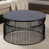 CT901 Modern Contemporary Metal Nested base and Tinted tempered glass top material 30" Coffee Table, B009P306196
