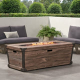 ZUN Outdoor Patio Concrete Fire table, Rectangle Gas Burning 56-Inch Fire Pit - 50, 000 BTU, Wood 27714254