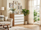 Handle-Free 4-Drawer Storage Color-Block Drawer Dresser 23.62*14.96*30.71in Wood-Tone 31259767