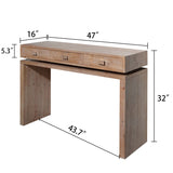 Rustic Wooden Console Table with 3 Drawers, 47inway Table with Drawers, Wood Console Table For W2729P270741