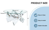 Round glass coffee table, 33.4 "modern design unique coffee table. Tempered glass countertop with GL-W1151P180316