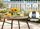3 Pieces PE Rattan Patio Bistro Set, Outdoor Conversation Furniture with Off White Zipper Cushions & 89855847