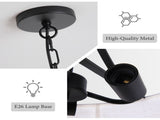 Modern 3-Light Fabric Pendant Light, Black Adjustable Drum Chandelier, Matte Black Fabric Shade W1367P460380
