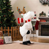 44" Animated Skiing Christmas Reindeer - 98 Cold White LEDs 12 Color String Lights, Red Scarf 51142454