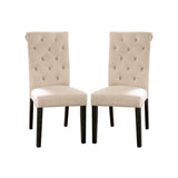 ZUN Set of 2 Fabric Upholstered Dining Chairs in Antique Black and Ivory B016P222719