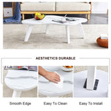 ZUN Modern minimalist white imitation marble tabletop coffee table. Solid wood spray painted desk legs, W1151P165879