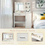 Vanity Desk with Mirror and Lights, Makeup Vanity with Drawer & Storage Cabinet, 3 Lighting Modes W3204P300592