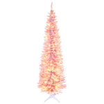 ZUN HOMCOM 7' Tall Pre-Lit Slim Noble Fir Artificial Christmas Tree with 200 Warm White LED Lights and W2225137771