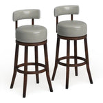 ZUN Sherly Set of 2 Bar stool 30" Swivel Stool Dark Oak Solid wood Dark Gray Leatherette Chairs Dining B01152174