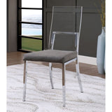 Set of 2 Acrylic and Leatherette Padded Dining Chairs in Chrome Finish B016P156801
