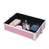 ZUN 4-in-1 Draw-bar Style Interchangeable Aluminum Rolling Makeup Case Pink 73553881