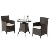 ZUN 3 Piece Outdoor Dining Set All-Weather Wicker Patio Dining Table and Chairs with Cushions, Round 77546110