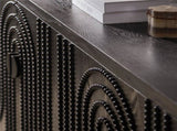 Modern Black Sideboard Cabinet with Decorative Nailhead Accents, Stylish Storage Solution for Dining 93430200