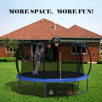 ZUN 12FT Recreational Kids Trampoline with Safety Enclosure Net & Ladder, Outdoor Recreational K1163P168399