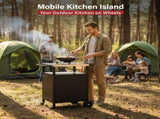 Outdoor Grill Table Cart with Stainless Steel Movable Kitchen Island with Large Storage 21663639