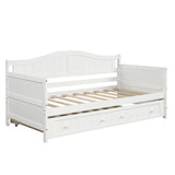 Twin Wooden Daybed with Trundle Bed, Sofa Bed for Bedroom Living Room,White WF192861AAK