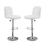 Adjustable stool Chair White Faux Leather Clean Lines Seat Chrome Base Modern Set of 2 Chairs / B011P151352