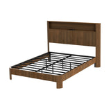 Queen Size bed frame with storage headboard, built-in charging station, wavy curved lines design, 18715926