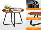 Outdoor Side Table with Imitation Wood Tabletop, Weather Resistant Patio Side Table, Round Outdoor 89796304
